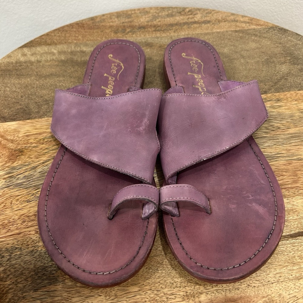 Free People Sant Antoni Slide Womens Size 41 US 10 Purple Leather Sandals